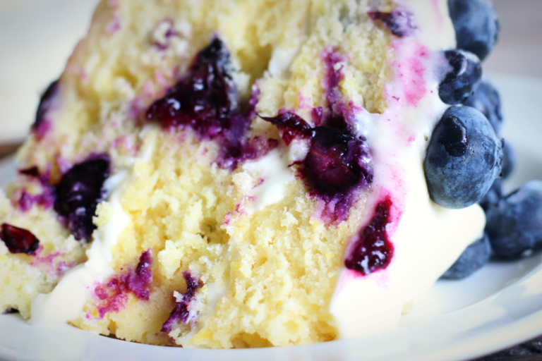 Lemon Blueberry Cake w/ Cream Cheese Frosting - Lolo Home Kitchen