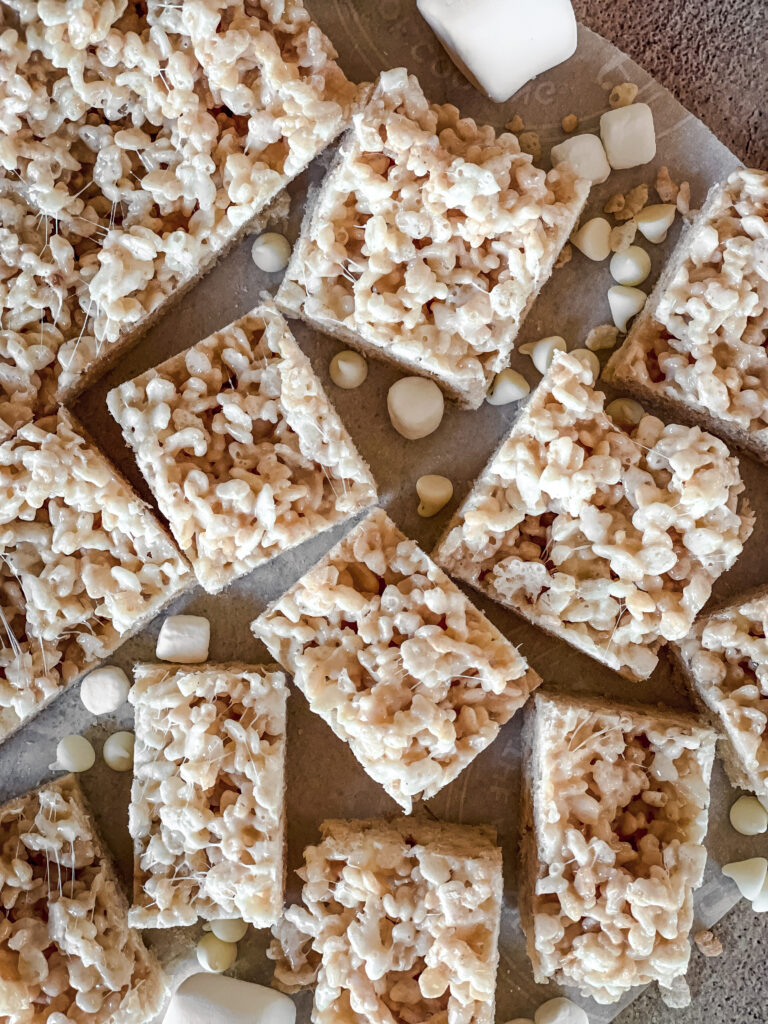 Rice Krispie Treats with White Chocolate Chips