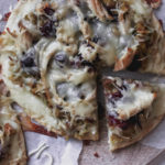 A close up look at a leftover Thanksgiving pizza recipe