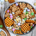 Overhead view of a bowl full of Bunny bait.