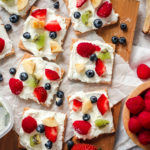 overhead view of fruit pizza crackers