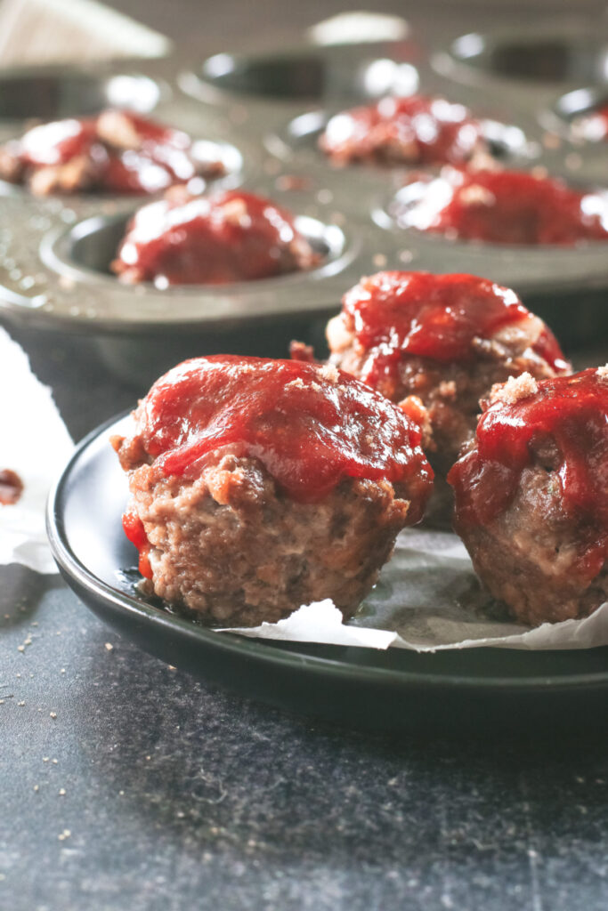 straight view of mini meatloaf cups