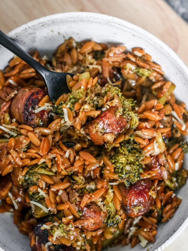 Chicken Sausage, Broccoli, Orzo Skillet