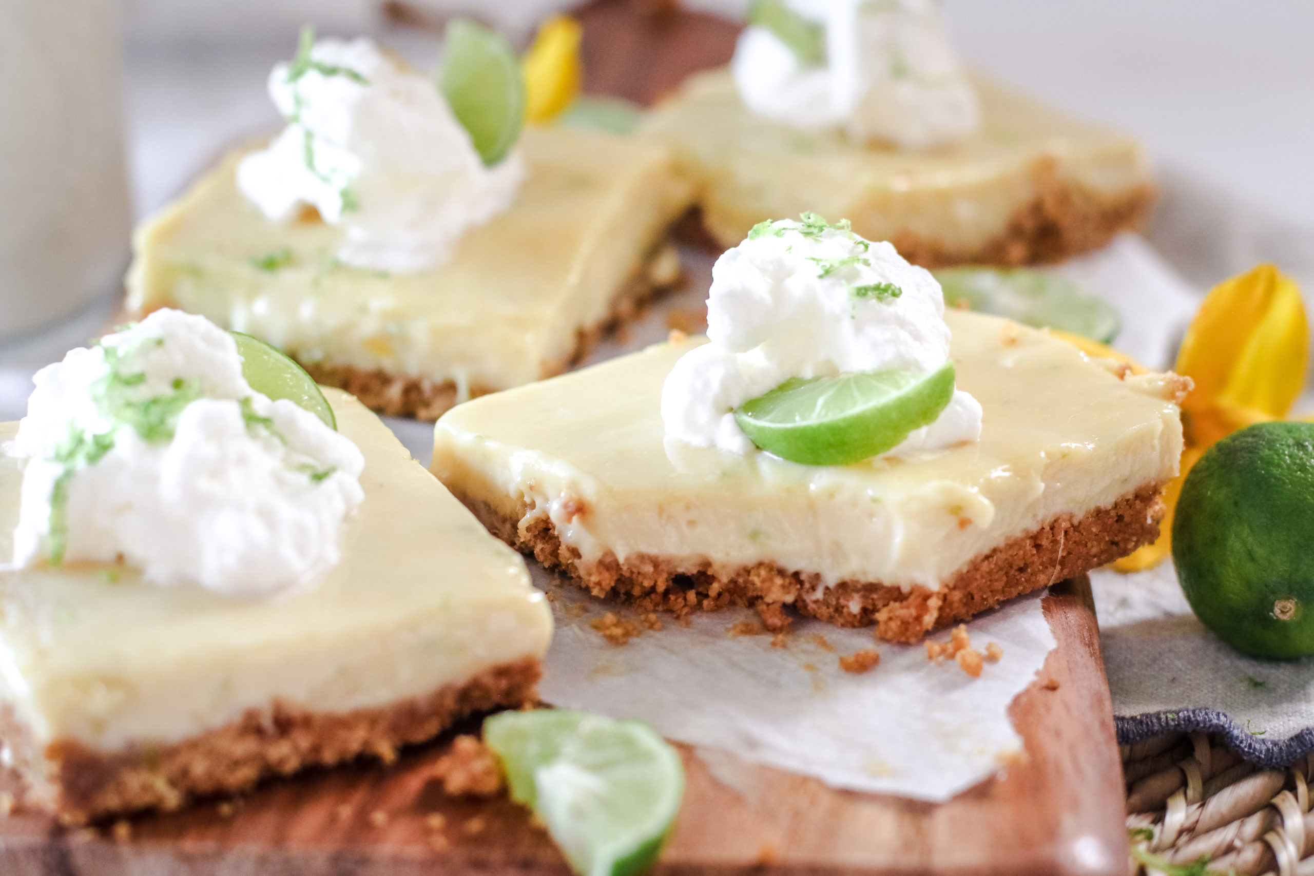 straight on view of key lime pie bars