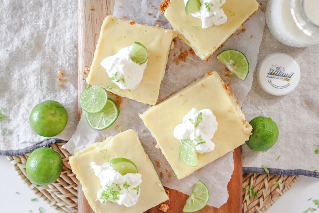 overhead view of key lime pie bars
