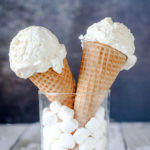 straight on view of two cones of marshmallow ice cream