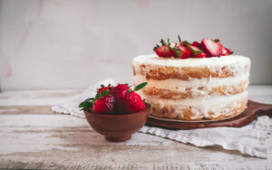 Strawberries and cream sour cream cake
