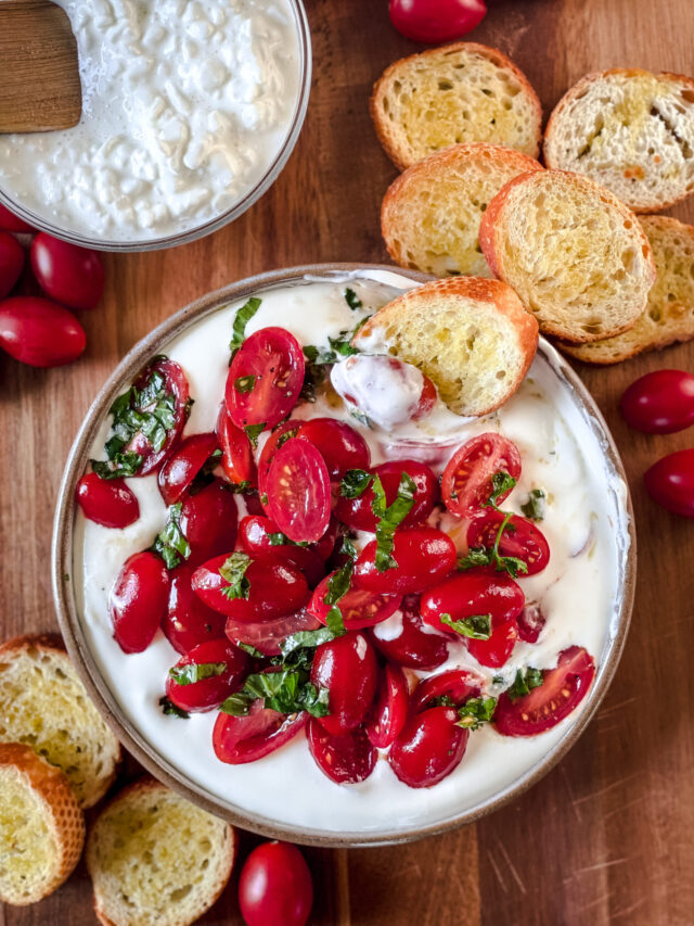 Whipped Cottage Cheese Caprese Dip