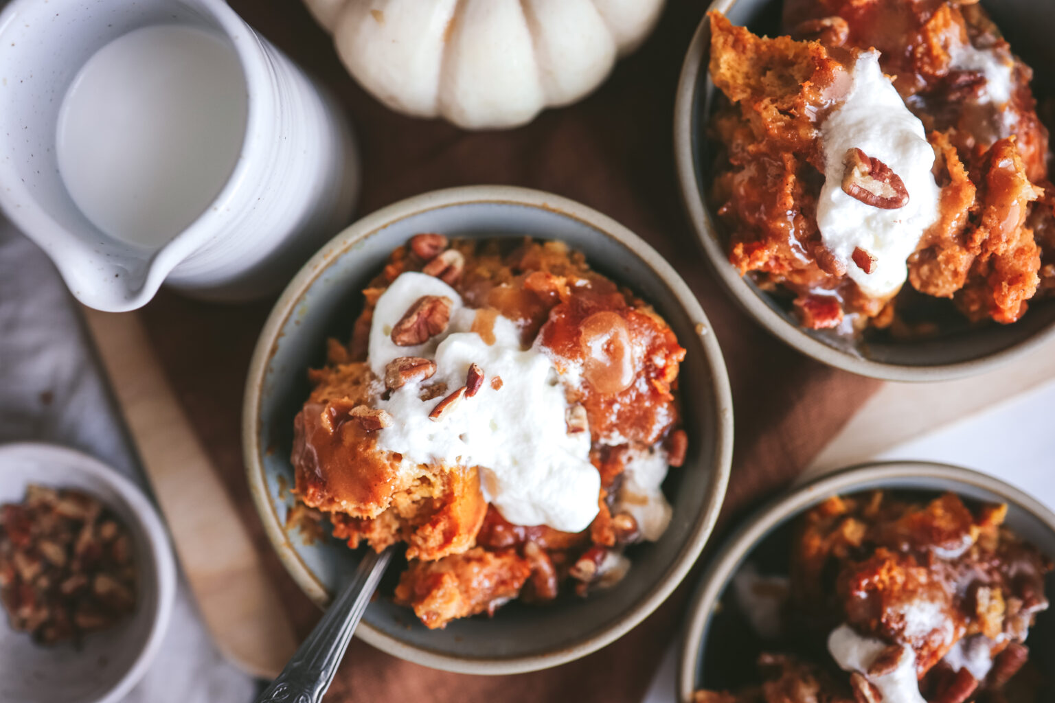 Pumpkin Pie Bread Pudding - Lolo Home Kitchen