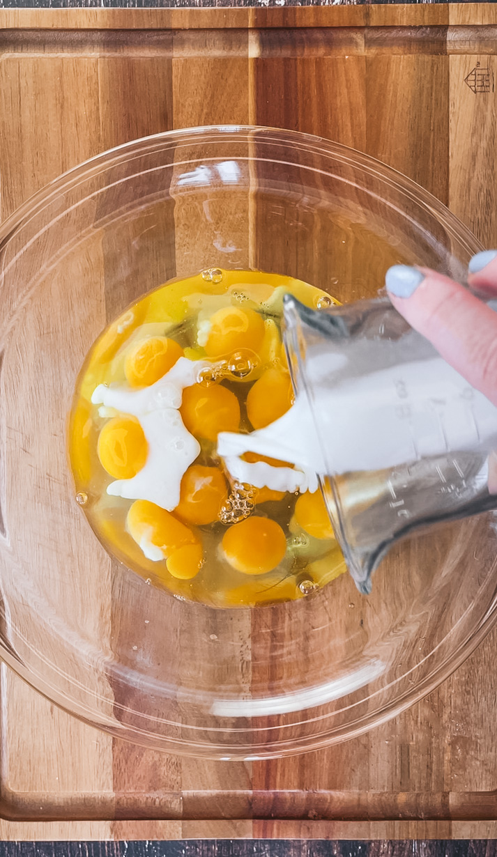 Breakfast sandwich made with sheet pan eggs, perfect for busy mornings