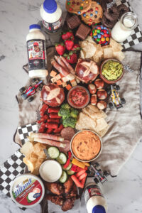 Overhead shot of an indy 500 food board