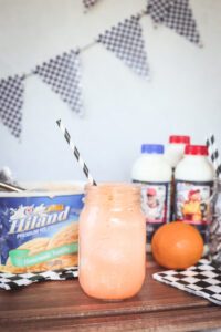 Straight on shot of a orange cream ice cream float